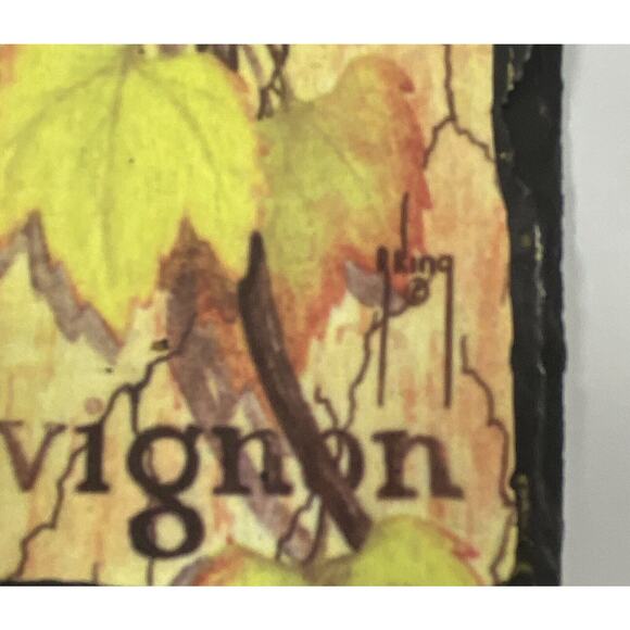 2 Artist Palette Wine Grapes Slate Wall Plaques Evergreen Hand Crafted - Picture 7 of 10